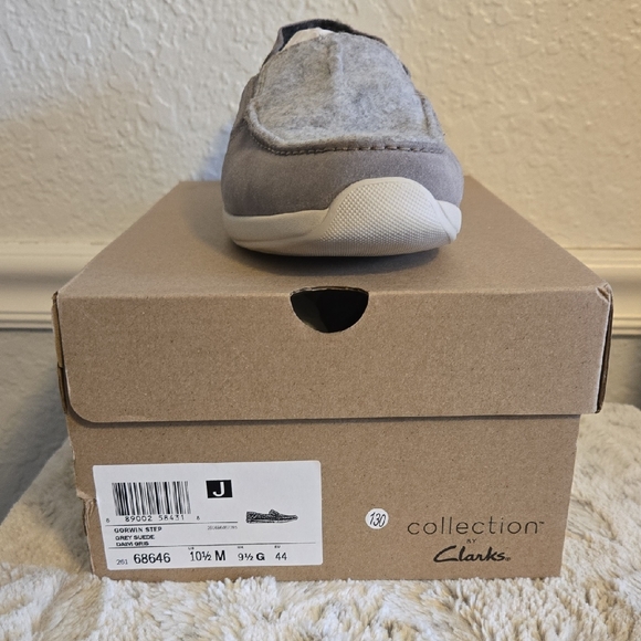 Clarks Other - Clarks Gorwin Step Gray Suede Slip-On Shoes Size 10.5